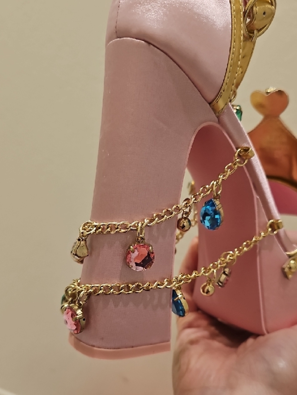 Sugar Thrillz Pink and Gold Jeweled Platform Heels - Picture 5 of 6
